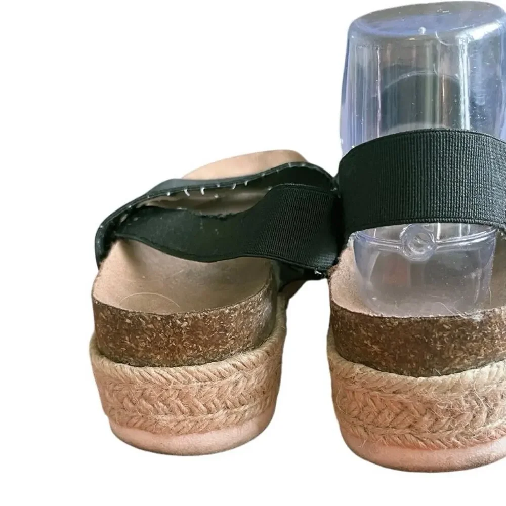 Madden Girl Cybell Black Elastic Strap Platform Espadrille Sandals Size 6.5 Y2K